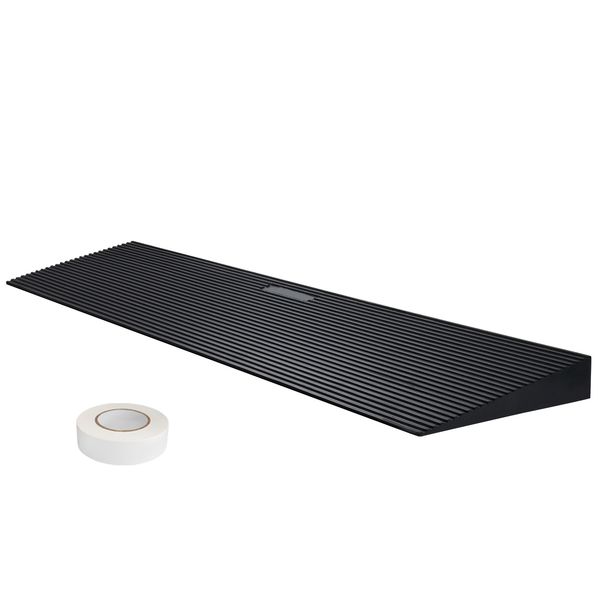 1.2 Rise Cuttable Threshold Ramp for Sweeping Robot, 35.4 Wide Natural Rubber Wheelchair Ramp, Non-Slip Solid Rubber Ramp with Double-Sided Tape for Doorways, Driveways, Bathroom, Smooth Tile - Image 2