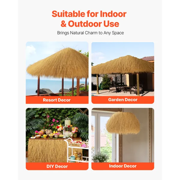 Artificial Thatch Grass Roof, 1.3 x 3.9 ft Tiki Bar Hut Thatch Roofing Roll, Waterproof & Fire-Resistant, Palapa Tiki Roof Mat for Patio Pool Beach Tropical Hawaiian Party D茅cor - Image 3