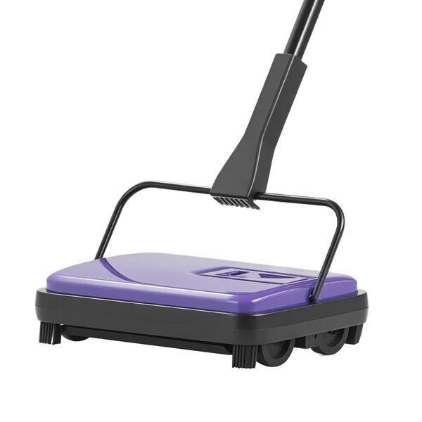 Carpet Sweeper Manual, Floor Sweeper with 300 ml Dustbin Capacity Easy to Empty, 6.7 inch Cleaning Width for Home Office Carpets Pet Hair Dust, Purple - Image 3