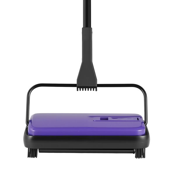 Carpet Sweeper Manual, Floor Sweeper with 300 ml Dustbin Capacity Easy to Empty, 6.7 inch Cleaning Width for Home Office Carpets Pet Hair Dust, Purple - Image 4