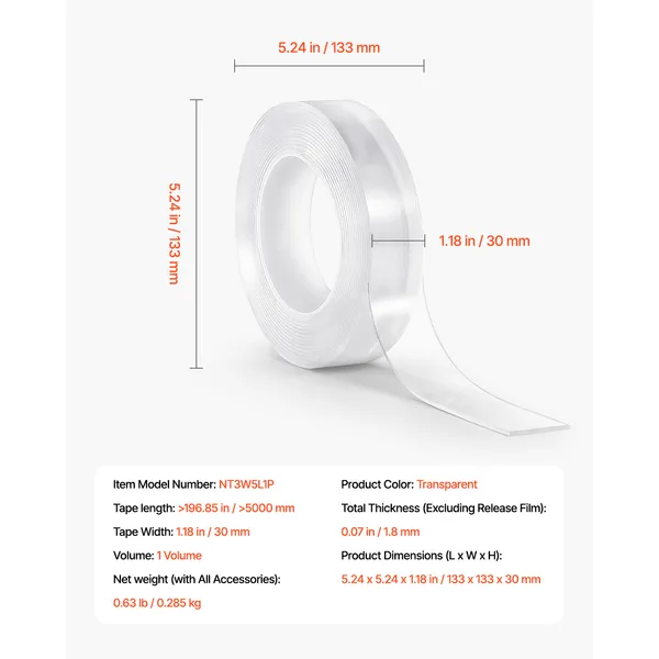 Double Sided Tape Heavy Duty, 16 ft Long Nano Mounting Tape, Strong Adhesive & Reusable, Clear Two Sided Wall Tape, Removable Poster Picture Hanging Strips for Home, Office, Car, Outdoor Use - Image 9