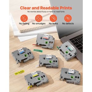 Label Maker Tape, 6 Pack, 0.47 in / 12 mm Colored Label Maker Refills Compatible for Various Types of Brother P-Touch, Replacement for Letra Tag TZe-131 TZe-231 TZe-431 TZe-531 TZe-631 TZe-731