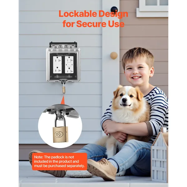 Outdoor Outlet Cover, 2-Gang Weatherproof Electrical Outlet Cover with Lockable Design, High-Strength PC Material, 12-in-1 Outside Receptacle Socket, Horizontal/Vertical for Easy Installation - Image 3