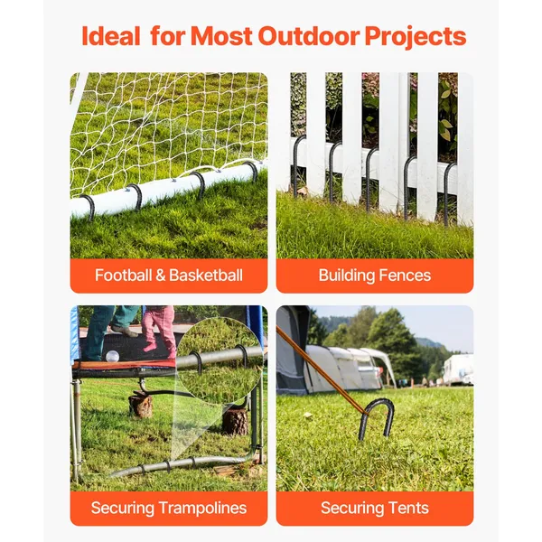 Rebar Stakes, 12-Inch, Heavy-Duty 0.4 in Diameter J Hook, Galvanized Steel Ground Anchors with Chisel Point End & Rust-Resistant Coating, for Gardening Support, Fence, Camping Tents (16-Pack) - Image 3