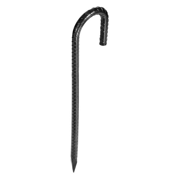 Rebar Stakes, 12-Inch, Heavy-Duty 0.4 in Diameter J Hook, Galvanized Steel Ground Anchors with Chisel Point End & Rust-Resistant Coating, for Gardening Support, Fence, Camping Tents (16-Pack)