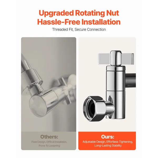 Shower Head Extension Arm, 16 inches, Brass Shower Arm Extender with Flexible Adjustable Angle Height, Chrome Finish, G1/2 Universal Thread Connector Compatible, for Rain & Handheld Showerhead - Image 5