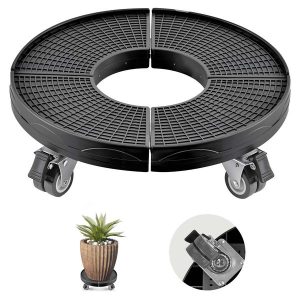 Trash Can Dolly with 4 Lockable Wheels, 440lbs Weight Capacity, Round Trash Can Roller Base, 15-22.8 in Adjustable, Heavy Duty Drum Dolly Plant Caddy, Multi-Functional Rolling Dolly Cart, Black