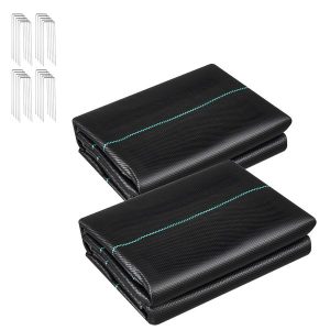 Weed Barrier Fabric Heavy Duty, 2 Packs 3x50FT 3.2oz Weed Blocker Fabric, Woven Landscape Fabrics, Garden Fabrics Weeds Barrier, Weeds Control Ground Cover, Geotextile Webbing, Black