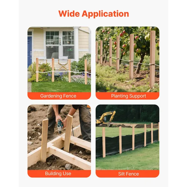 Wooden Garden Stakes, 25 Pcs 36 x 0.5 x1.5 in Survey Grading Stakes, Garden Ground Stake with Sharp Point, Fir Wood Plant Support Stake, Sign Posts for Silt Fence Backyard Boundaries Baselines - Image 4